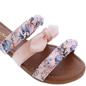 Pink Strap Floral Print Knotted Bow Slides Sandals